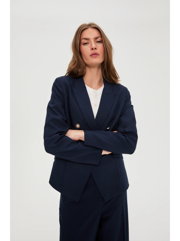 Moodo Plavo dvoredbeno sako s dekorativnim dugmadima Moodo