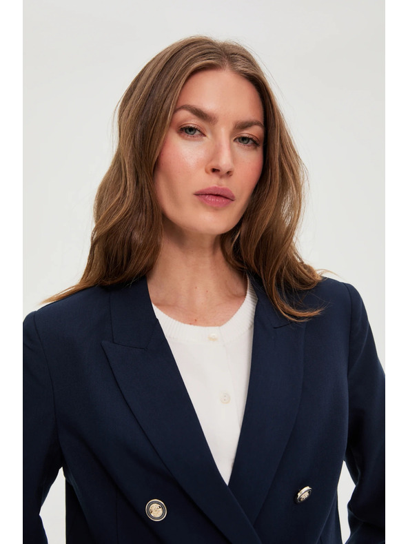Moodo Plavo dvoredbeno sako s dekorativnim dugmadima Moodo