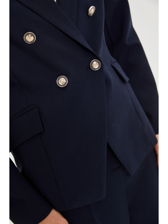 Moodo Plavo dvoredbeno sako s dekorativnim dugmadima Moodo