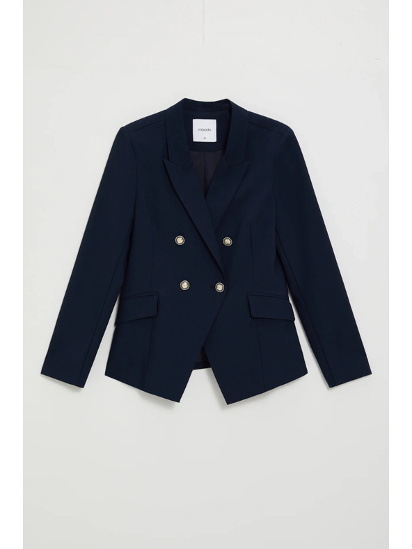 Moodo Plavo dvoredbeno sako s dekorativnim dugmadima Moodo