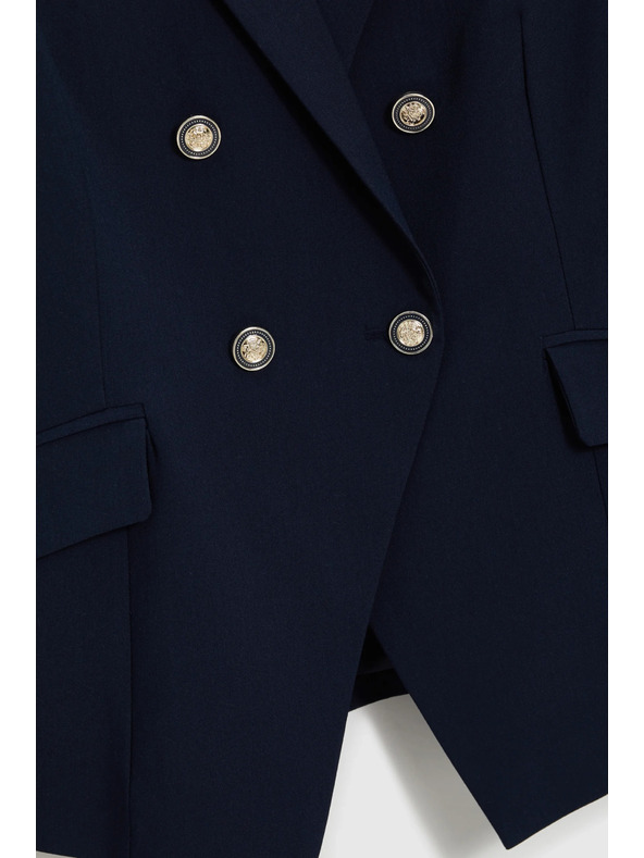Moodo Plavo dvoredbeno sako s dekorativnim dugmadima Moodo
