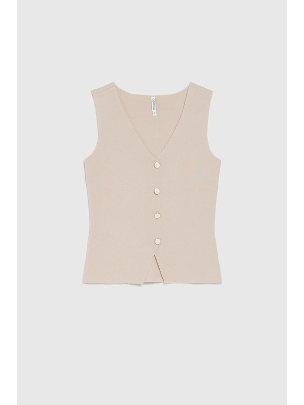 Moodo Bluza s dekorativnim dugmadima bež Moodo