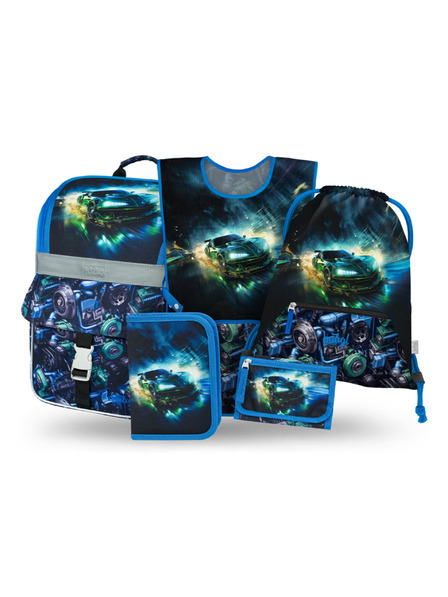 BAAGL  BAAGL SET 5 Zippy Trkaća kola: aktovka, pernica, vrećica, pregača, novčanik