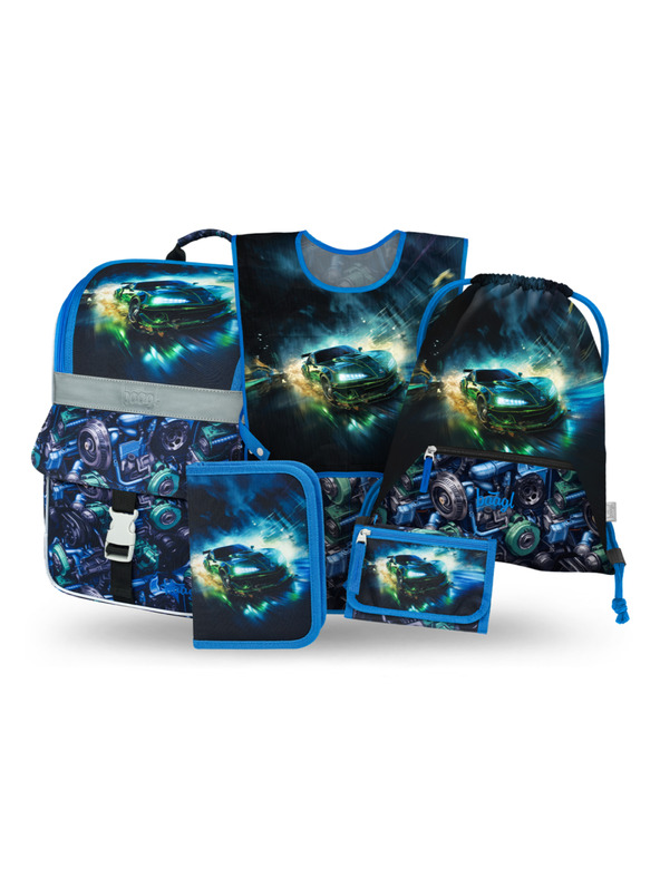 BAAGL  BAAGL SET 5 Zippy Trkaća kola: aktovka, pernica, vrećica, pregača, novčanik