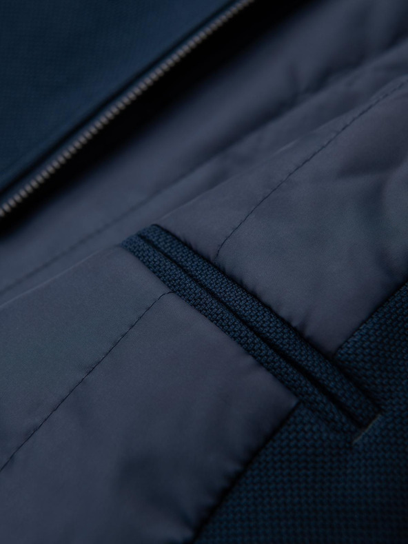 Ombre Clothing Muški fitted strukturirani kaput s visokim ovratnikom - tamno plava V2 OM-COWC-0136 Ombre Clothing