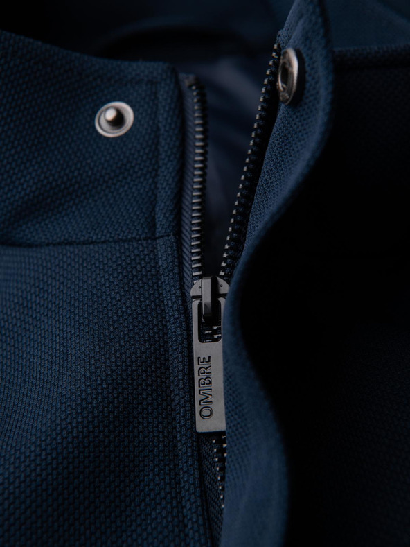 Ombre Clothing Muški fitted strukturirani kaput s visokim ovratnikom - tamno plava V2 OM-COWC-0136 Ombre Clothing