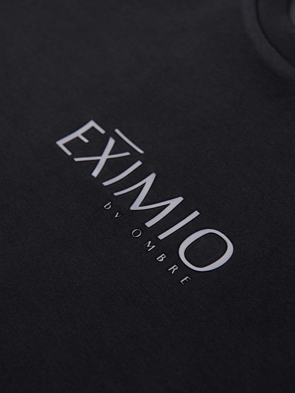 Ombre Clothing Muška mikina sa sjajnim printom na prsima - crna V1 OM-SNBC-0199 Ombre Clothing