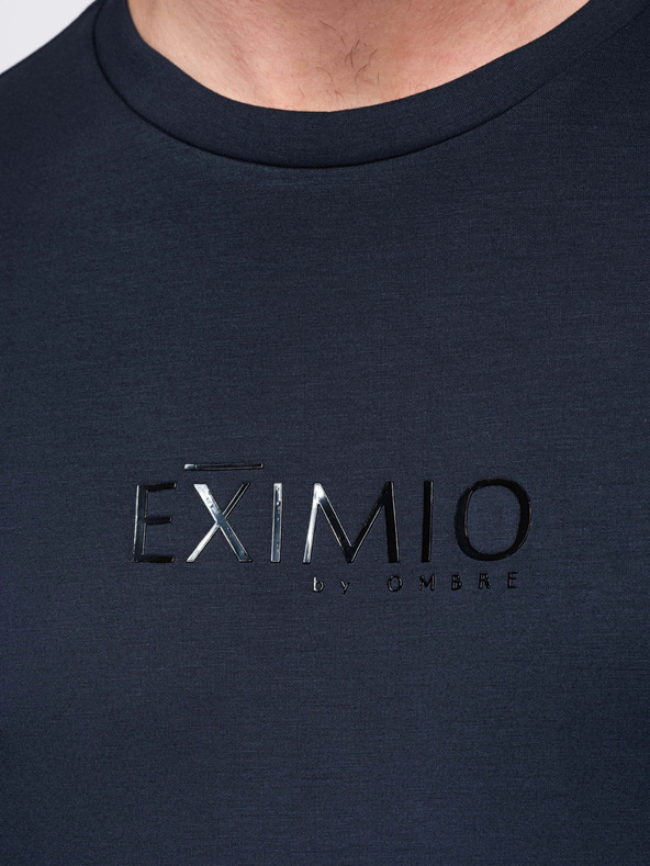 Ombre Clothing Muška mikina sa sjajnim printom na prsima - tamno plava V4 OM-SNBC-0199 Ombre Clothing