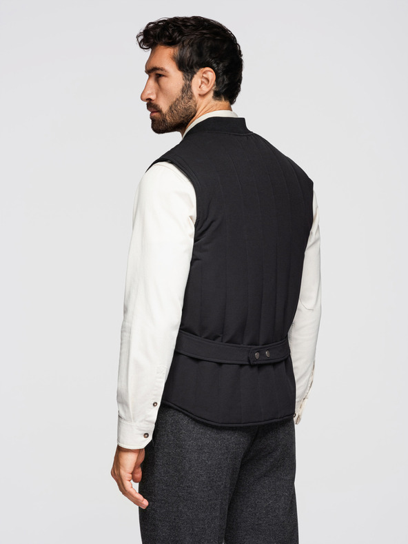 Ombre Clothing Muška casual prsluka bez rukava s okomitim prošivanjem - crna V1 OM-JAVJ-0323 Ombre Clothing