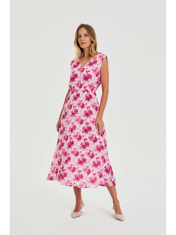 Moodo Haljina midi s cvjetovima ružičasta Moodo