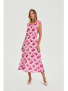 Moodo Haljina midi s cvjetovima ružičasta Moodo