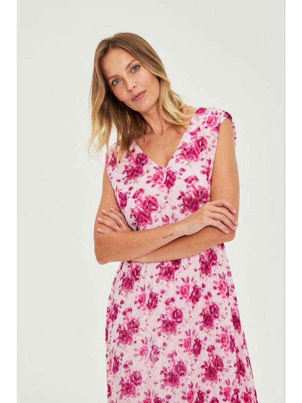 Moodo Haljina midi s cvjetovima ružičasta Moodo