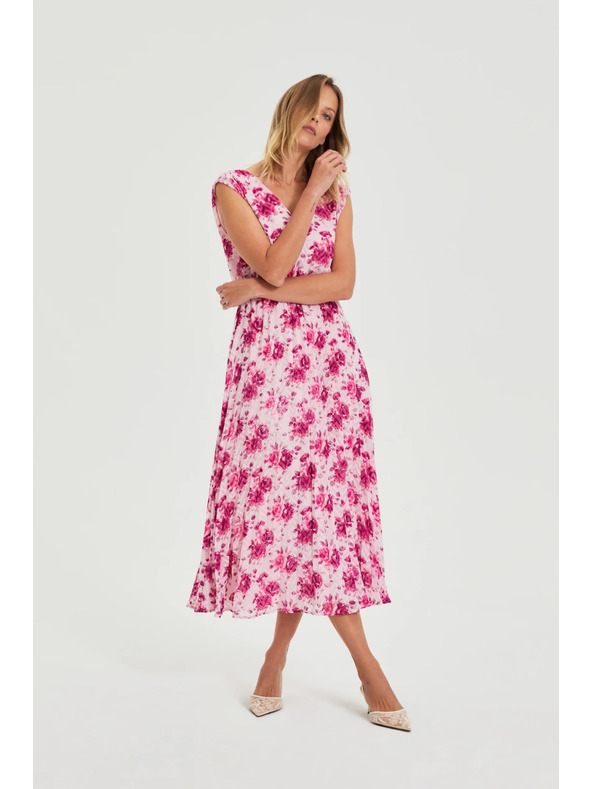Moodo Haljina midi s cvjetovima ružičasta Moodo