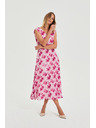 Moodo Haljina midi s cvjetovima ružičasta Moodo