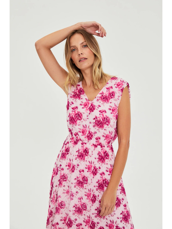 Moodo Haljina midi s cvjetovima ružičasta Moodo