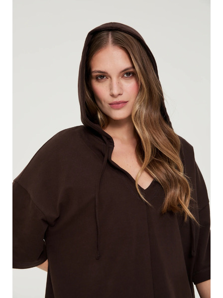 Moodo Kapuljača s kapuljačom i kratkim rukavima smeđa Moodo