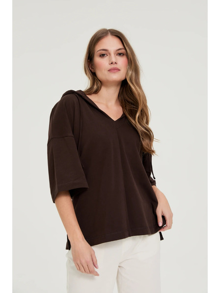 Moodo Kapuljača s kapuljačom i kratkim rukavima smeđa Moodo