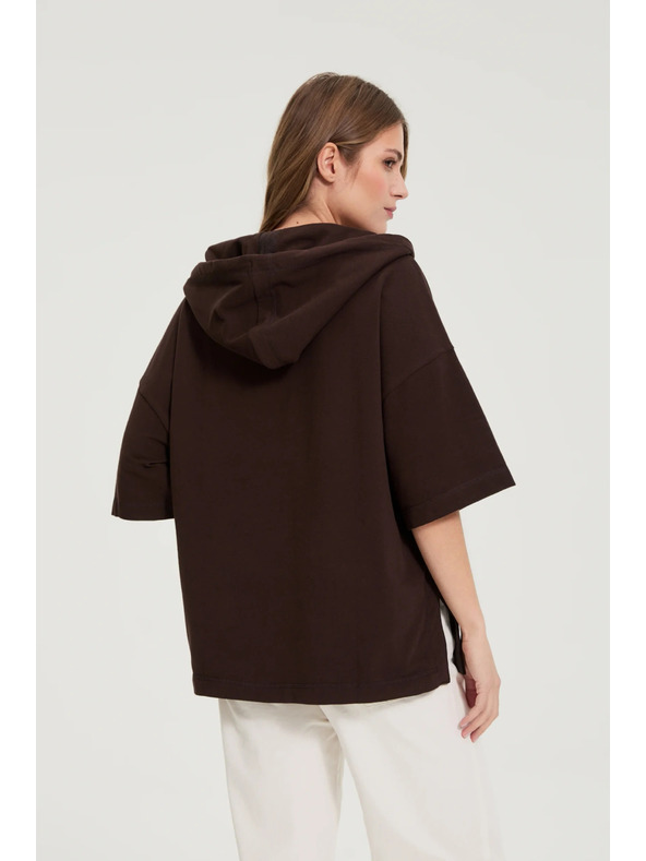 Moodo Kapuljača s kapuljačom i kratkim rukavima smeđa Moodo