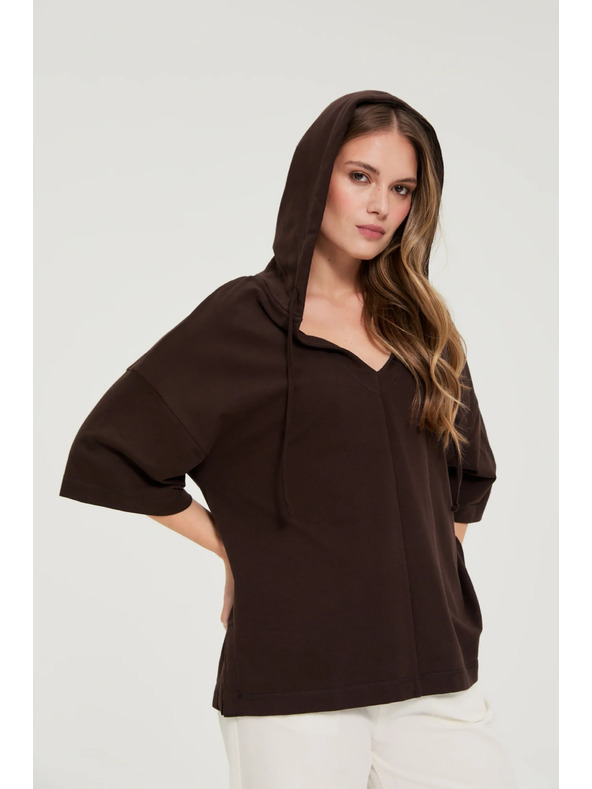 Moodo Kapuljača s kapuljačom i kratkim rukavima smeđa Moodo