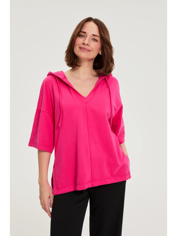 Moodo Kapuljača s kapuljačom i kratkim rukavima purpurna Moodo