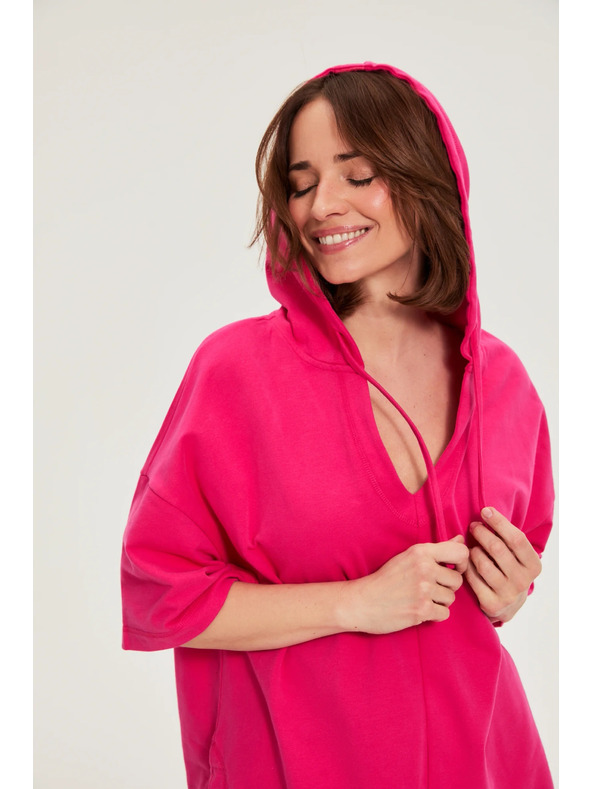 Moodo Kapuljača s kapuljačom i kratkim rukavima purpurna Moodo