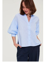 Moodo Prugasta košulja s bufirastim rukavima svjetlucavo plava Moodo