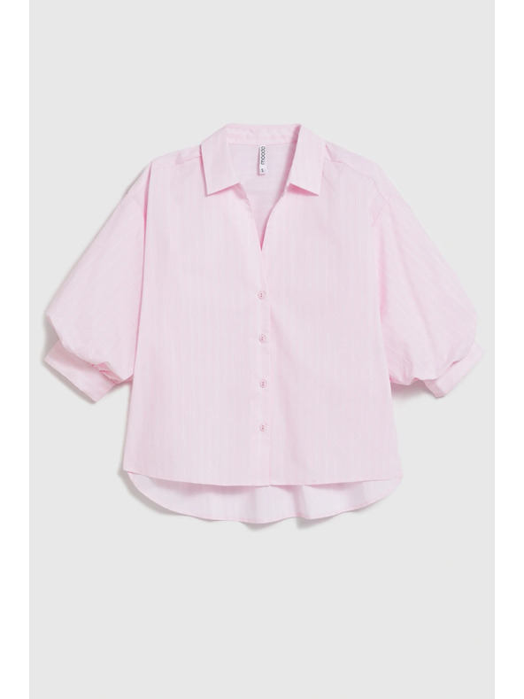 Moodo Prugasta košulja s bufirastim rukavima ružičasta Moodo