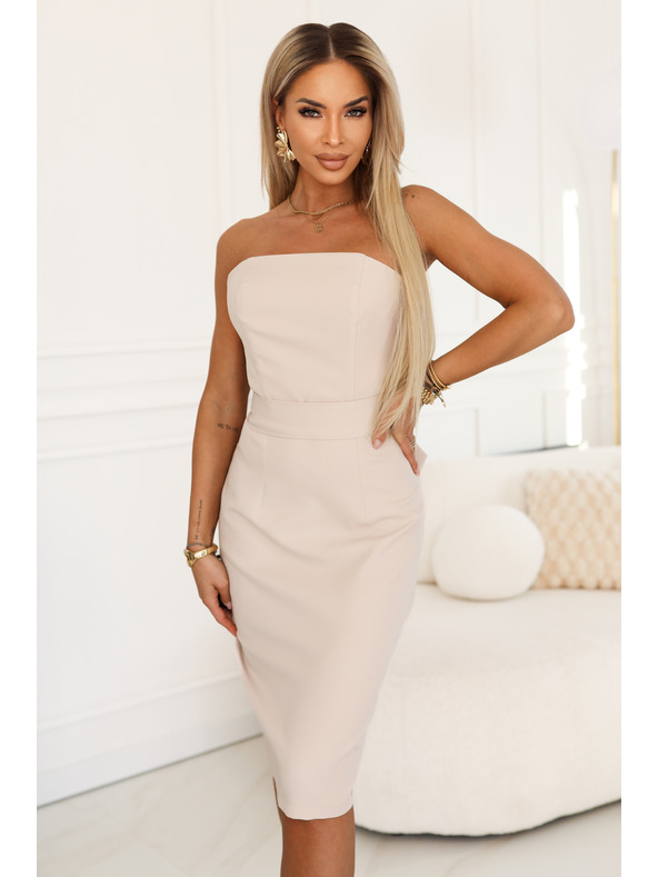 numoco Korzentne haljine midi s pojasom - bež