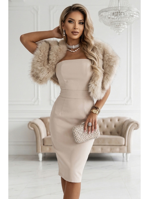 numoco Korzentne haljine midi s pojasom - bež