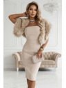 numoco Korzentne haljine midi s pojasom - bež