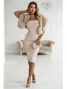 numoco Korzentne haljine midi s pojasom - bež
