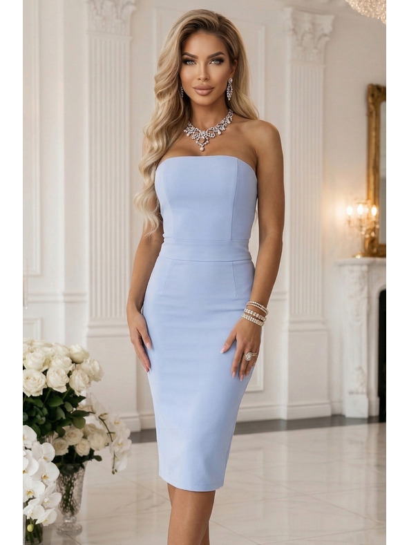 numoco Korzet uske midi haljine s pojasom - svjetlo plava