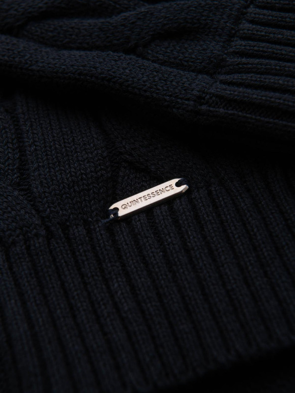 Ombre Clothing Moškarac karirani pleteni pulover sa zipom - crni V2 OM-SWZS-0138 Ombre Clothing