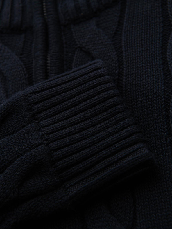 Ombre Clothing Moškarac karirani pleteni pulover sa zipom - crni V2 OM-SWZS-0138 Ombre Clothing