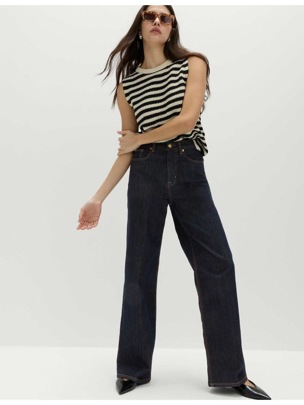 Marks & Spencer Elegantne traperice proširenih nogavica visokog struka Marks & Spencer mornarsko plava