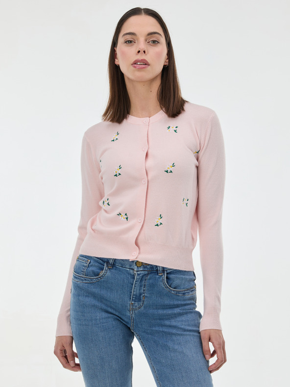 Orsay Svijetloružičasti ženski kardigan s vezom ORSAY