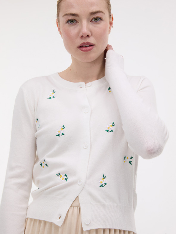 Orsay Kremasti ženski kardigan s vezom ORSAY