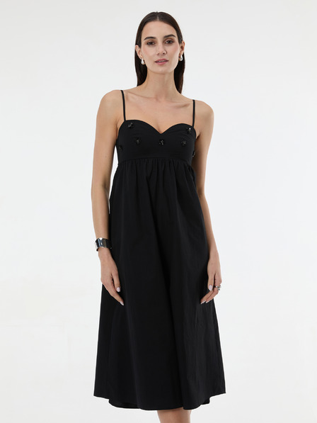 Orsay Crna ženska midi haljina s aplikacijom ORSAY