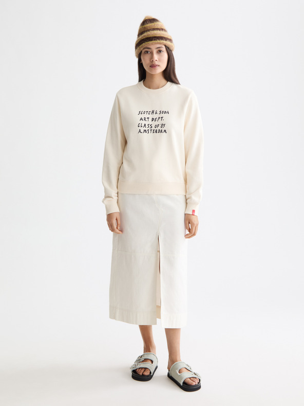 Scotch & Soda Ženska kremasta dukserica s natpisom
