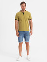 Ombre Clothing Muške casual majice s henley izrezom i kontrastnim obrubom - olivna boja V11 OM-TSCT-0156 Ombre Clothing