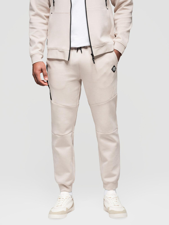 Ombre Clothing Muški komplet za zagrijavanje hoodie + jogger hlače - svijetla bež V6 Z116 Ombre Clothing