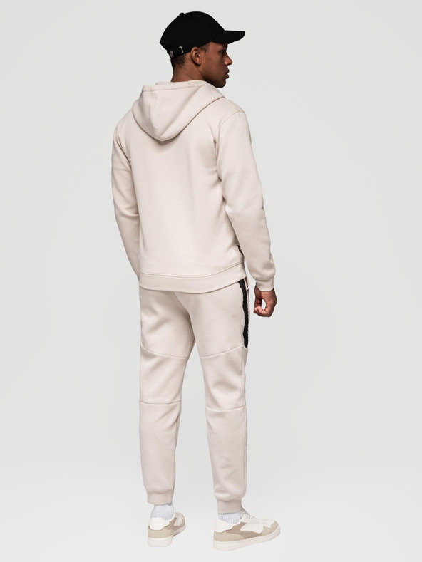 Ombre Clothing Muški komplet za zagrijavanje hoodie + jogger hlače - svijetla bež V6 Z116 Ombre Clothing