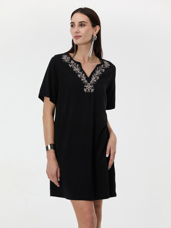 Orsay Crna ženska haljina do koljena ORSAY