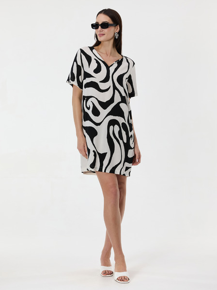 Orsay Crna ženska haljina do koljena s uzorkom ORSAY