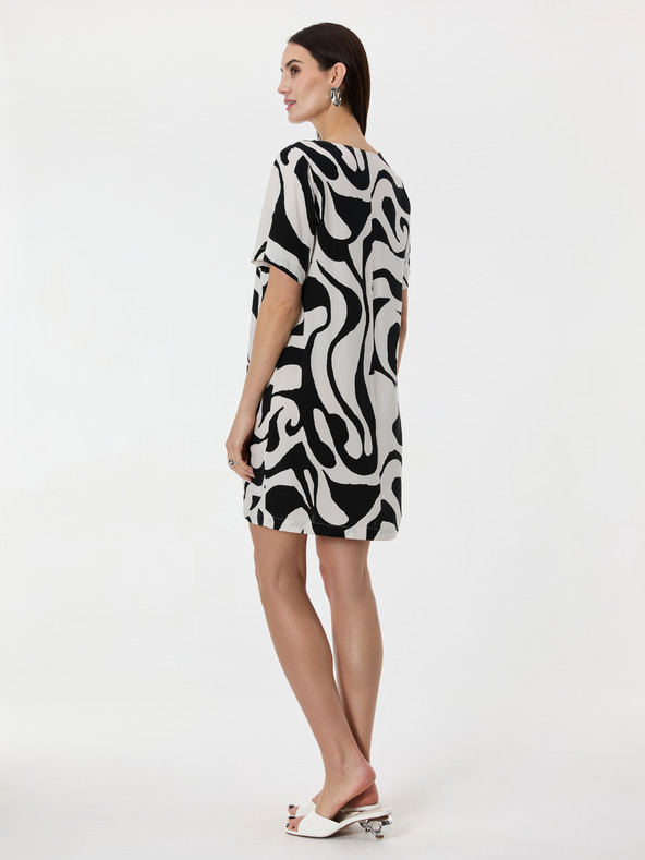 Orsay Crna ženska haljina do koljena s uzorkom ORSAY