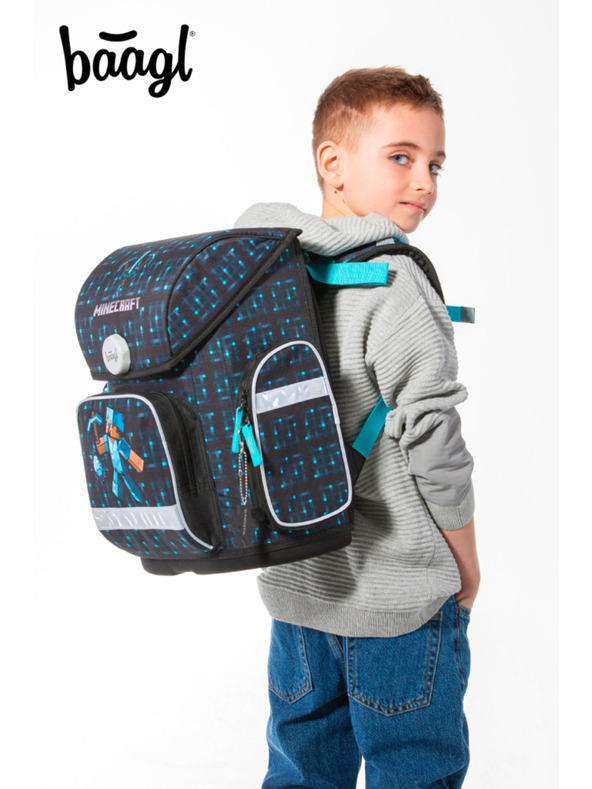BAAGL  Ergo Minecraft Blue Axe školska torba