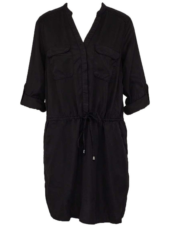 CAMAIEU Crne košuljaste haljine sa vezanjem