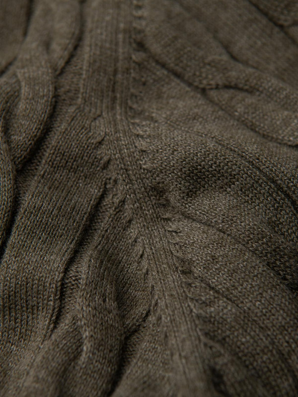 Ombre Clothing Muški džemper sa rolakom i pletenom strukturom - maslinasto zelena V2 OM-SWTN-0157 Ombre Clothing