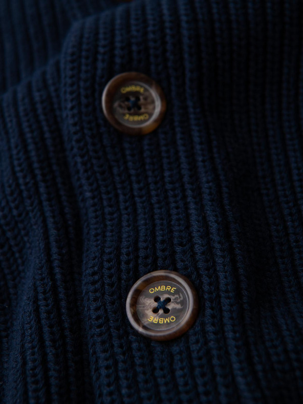 Ombre Clothing Muški pamučni pulover sa šal izrezom - tamno plava V1 OM-SWCD-0153 Ombre Clothing