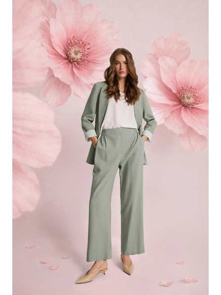 Moodo Hlače s dodatkom lana maslinasto zelene Moodo